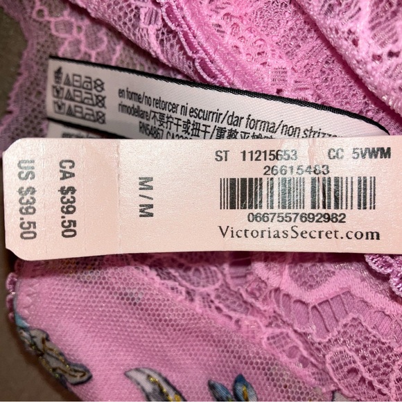 VICTORIA'S SECRET DREAM ANGELS EMBROIDERED MESH CHEEKY FLORAL PANTY M NWT - Picture 7 of 7